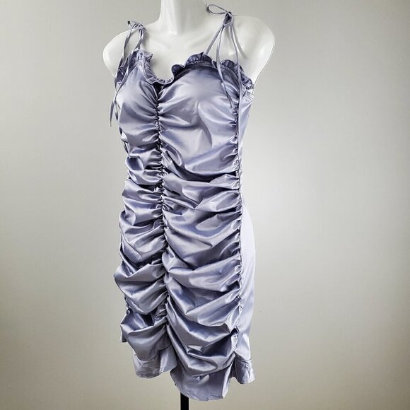 ROUGHED FRONT SHOULDER TIE DRESS - Picture 1 of 7